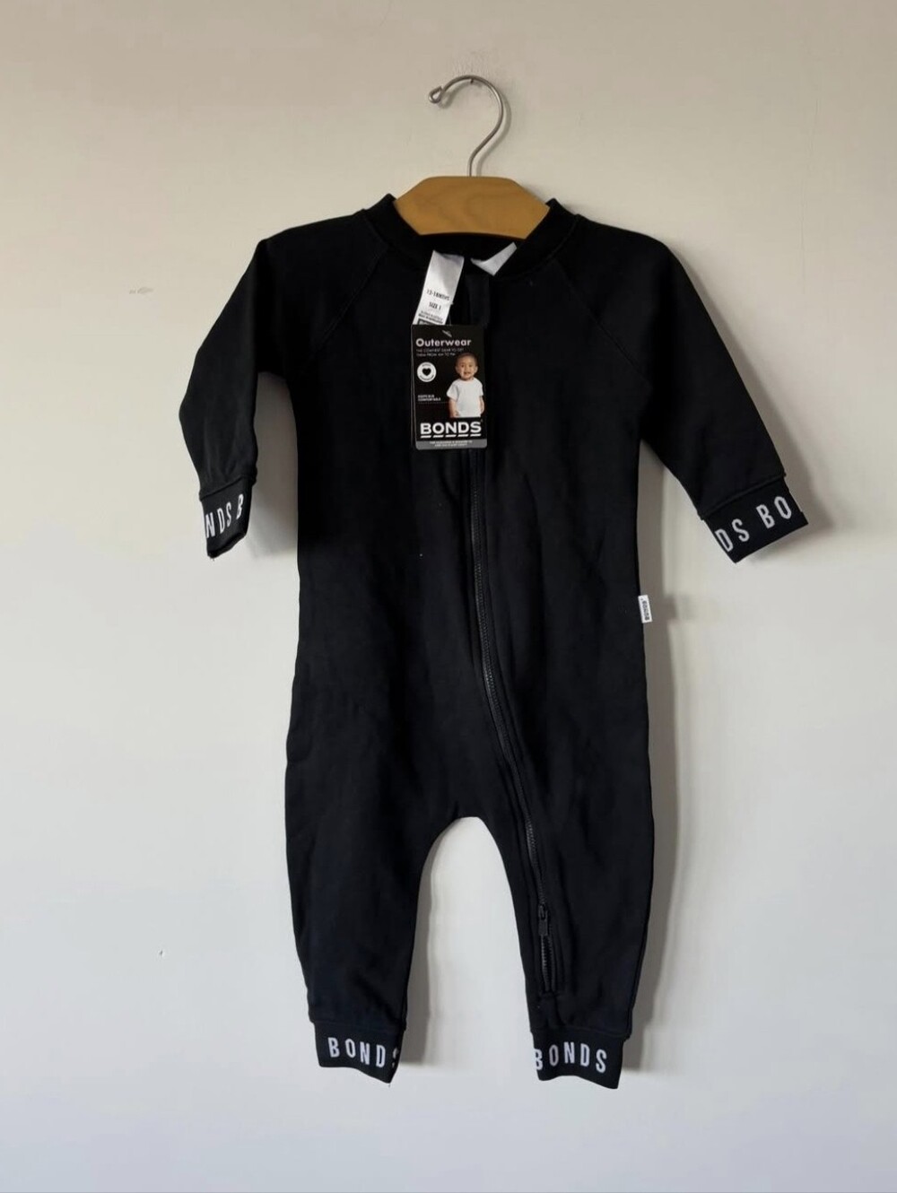 Bonds Black Zip-Front Baby Footie